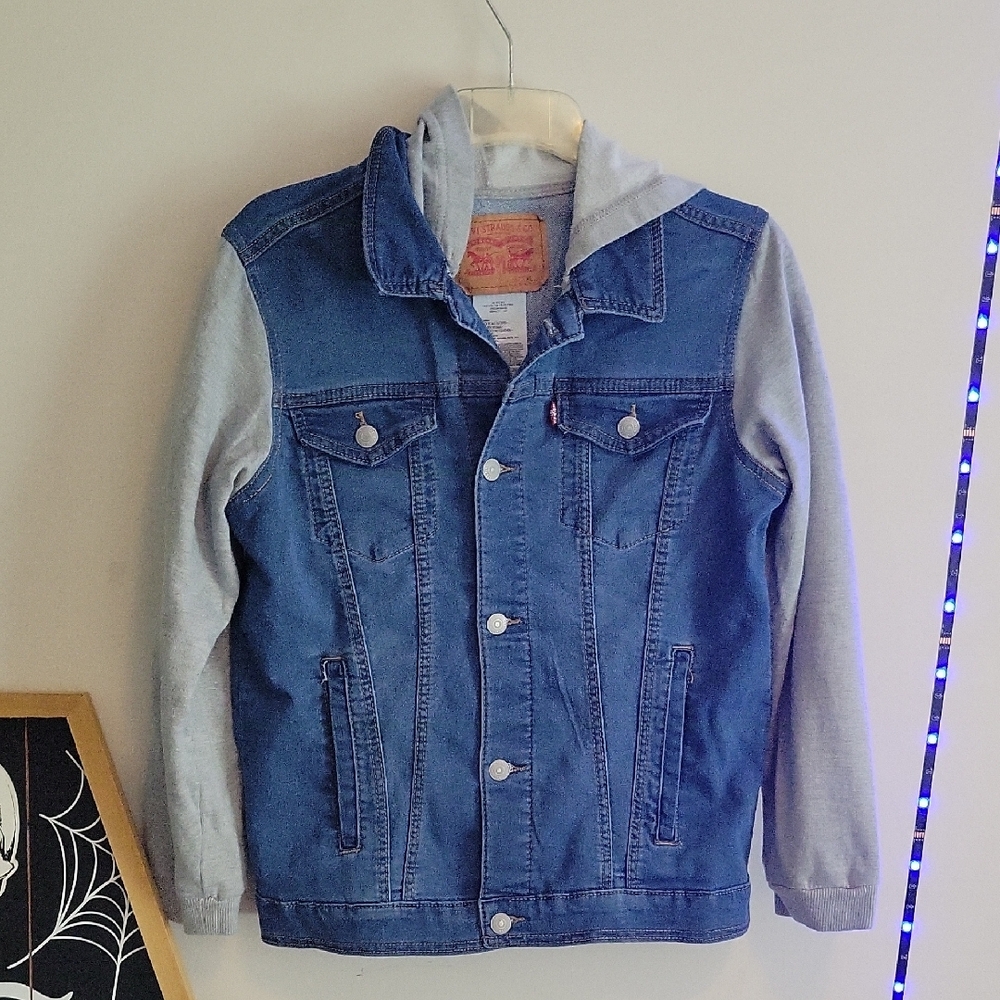 Levi's Kids Blue Denim Jacket with Gray Sleeves